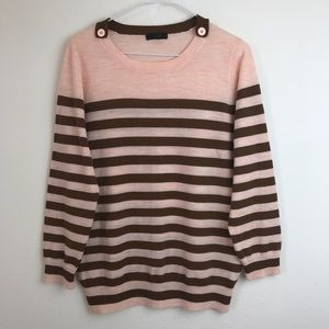 JCrew Tippi Striped Pink And Brown Wool Sweater